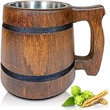 ✅ Ideal für Kalt- oder Heißgetränke: Dank der wärmedämmenden Eigenschaften des Holzes und des lebensmittelechten Edelstahlbechers bleiben Ihr Bier oder Kaltgetränke länger kalt und die Heißgetränke länger warm!