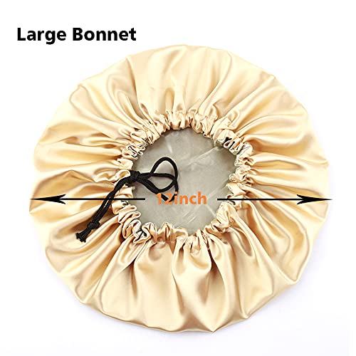 Image of Stain Bonnet Silk Sleep Cap Adjustable Satin Cap for Night Sleeping Hair Bonnet Reversible Double Layer