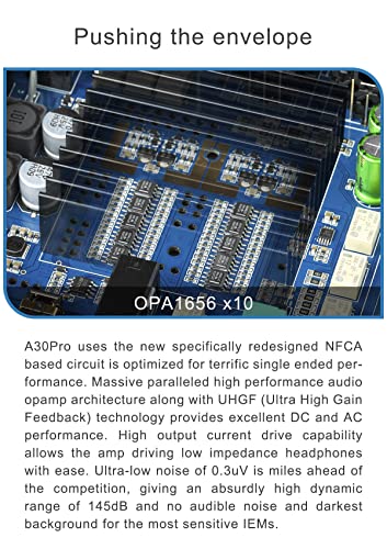 Image of KGUSS Topping A30 Pro NFCA Headphone Amplifier SE Balanced XLR 4.4mm 6.35mm Output 6000mW x 6000mW Balanced Headphone Amp for D30 Pro (Black)