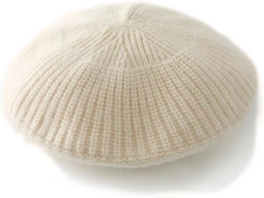 Solid Wool Beret for Women Simple Warm Knitted Hat All-Match Beanie
