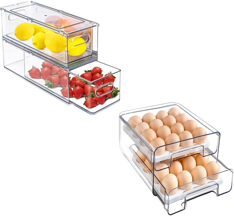 Bealy Fridge Organizers: Drawers & Egg Holder