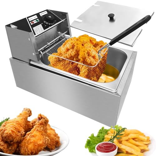 MJMLUCK Freidora eléctrica Comercial de 12 L, automática, para Queso, Salchichas, Salchichas a la Parrilla, para freír palitos de Estufa, freidora eléctrica de Gran Capacidad par