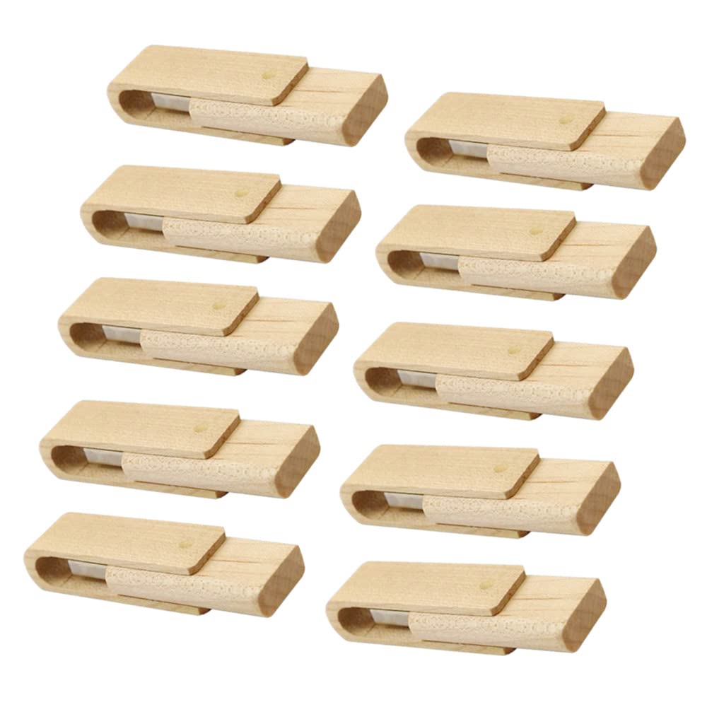 Lot de 10 clés USB rotatives en bois pour stockage de données (bois d'érable-2, 2.0, 16 Go)