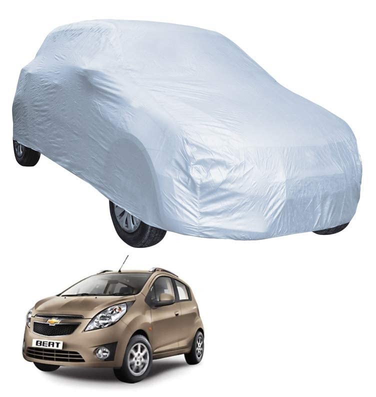 Image of Auto Hub Car Cover Compatible with Chevrolet Beat with Weather Proof, Triple Stitched, Beat Car Cover- Plain Silver