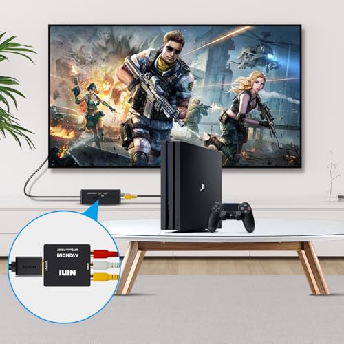 Image of Tobfit RCA to HDMI Converter, AV to HDMI Converter, 1080P Mini RCA Composite CVBS Video Audio Converter Adapter Supporting PAL /NTSC for TV /PC /PS3 / /PS4 /Laptop /STB /Xbox VHS /VCR /Blue-Ray DVD Players