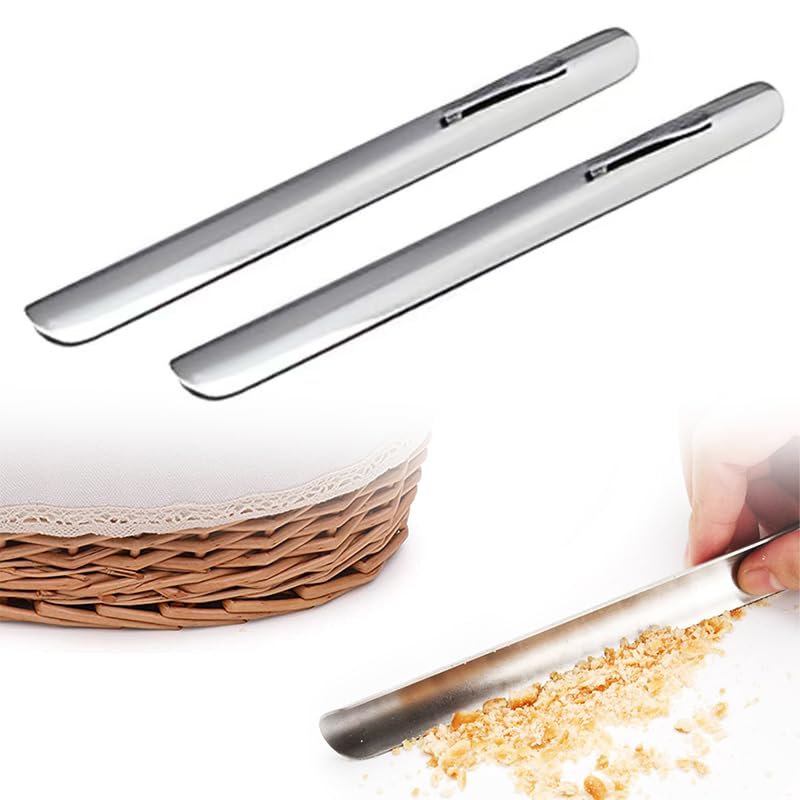 2 Pack Crumb Sweeper - Stainless Steel Table Crumb Sweepers for Servers - Professional Crumber Tool for Tablecloths in Restaurants (Silver)