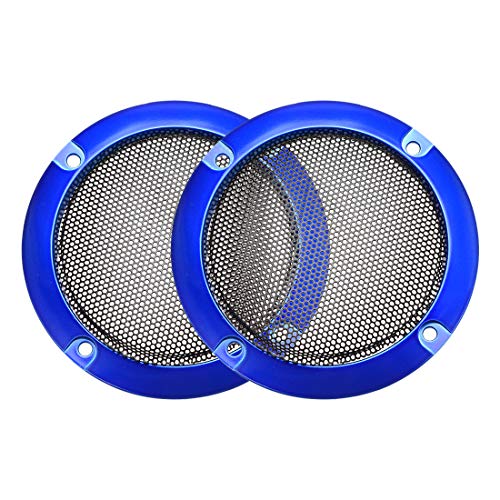 uxcell Speaker Grill Cover 3 Inch 95mm Mesh Decorative Circle Subwoofer Guard Protector Black and Light Blue 2pcs