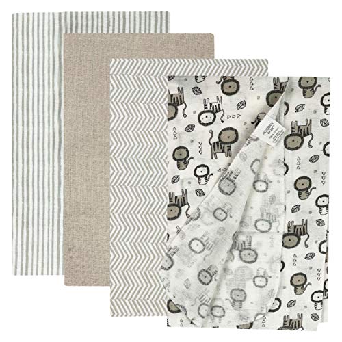 Image of MODERN BABY Receiving Blankets for Baby Boy & Baby Girl 4 Pack Flannel Blanket Set 100% Cotton Fabric One Size