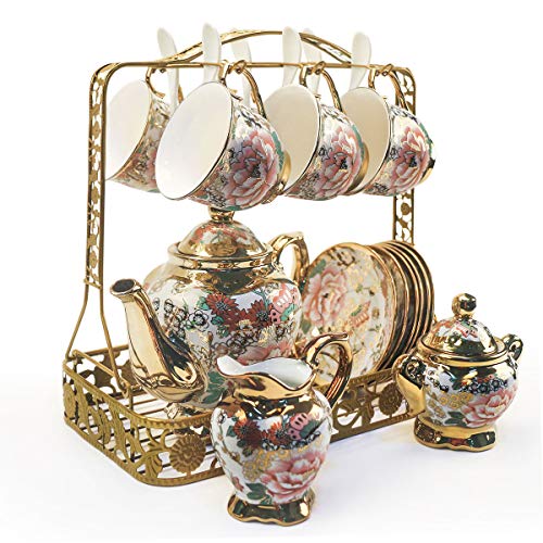 Havitar Coffee Cup Set Full Set of Chinese Bone China Ceramic Cup and Tea Tray Tea Set Tea Set Tea Cup Home Water Cup (Butterfly)