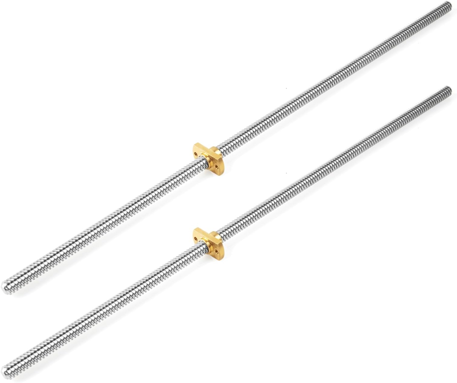 Redrex 365mm T8 Z Axis Lead Screw Z Rod Stainless Steel Threaded Rod with Brass Nut Z-axis Upgrade Kit for Ender 3 V2/Ender 3 V2 Neo/Ender 3 Pro/Ender 3/Ender 3 Neo/Voxelab 3D Printer