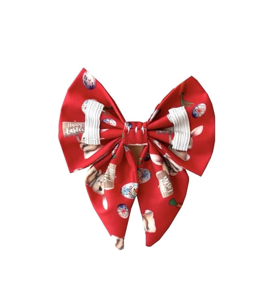 New Dogs Bow Tie Bowtie Sailor Easter Rabbit EGGS carrots RED Elastic Band ACCESSORY UK (Happy Easter Large) - Image 2