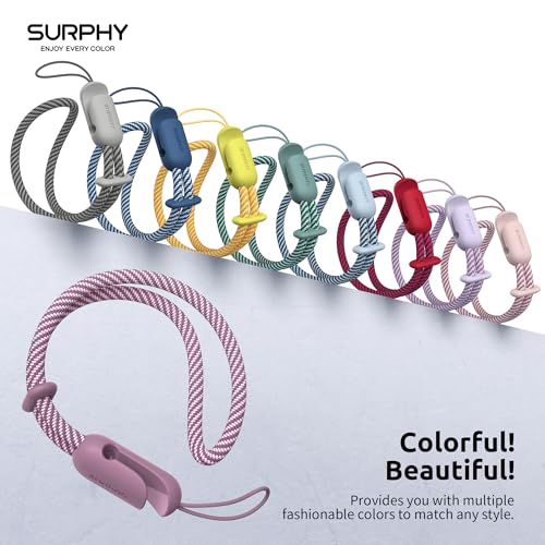 Image of SURPHY 2 Pack Phone Lanyard, Phone Wrist Strap for Case, Camera Wrist Strap | Ultra-Light 2-Color Braided Phone Strap, Cellphone Charm Strap, Anti-Lost Wrist Lanyard for Women and Men, Pink LilacPurple