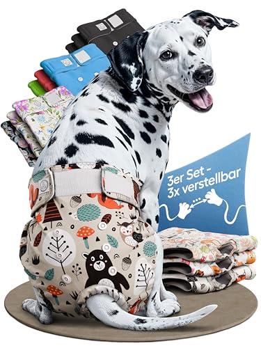 HUND IST KÖNIG Hundewindeln für Hündinnen (3 Stück) - Hochabsorbierende Läufigkeitshose für Hündinnen mit 3-Fach Justierung - Umweltfreundliche Hunde Windeln, Hundehöschen Läufigkeit & Inkontinenz