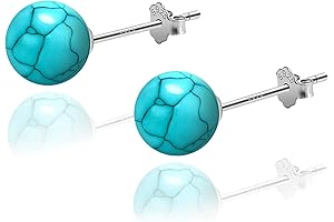 Turquoise Sterling Silver Stud Earrings | 8mm Hypoallergenic Handmade Jewelry