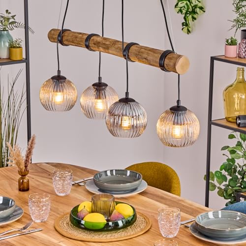 Koyoto Suspension, Boule lumineuse, Suspension Écru, Noir, 4 lumières