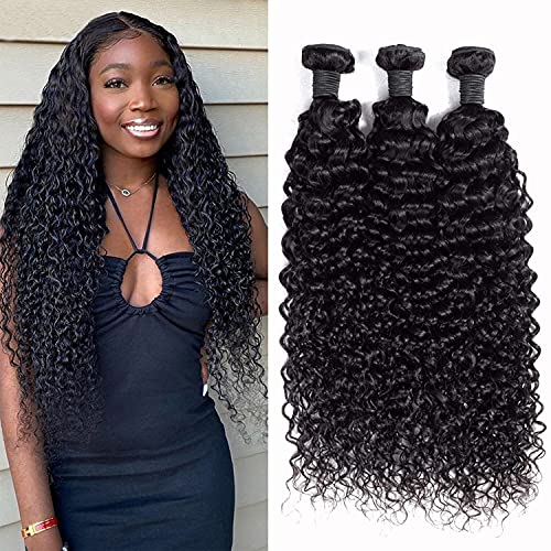 Brazilian Curly Wave Human Hair 3 Bundles 12A Grade Virgin Hair Weave Bundles Jerry Curly Unprocessed Hair Extensions Natural Black 18 20 22 inch 100g/pc