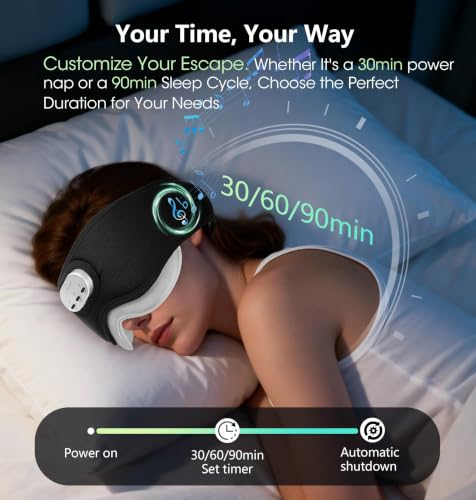 LC-dolida Bluetooth Sleep Eye Mask for Women Men Voice Control Bamboo Cotton Headphones - image 9