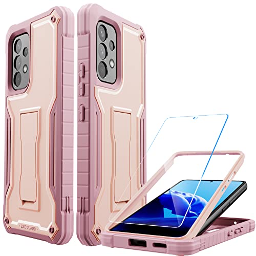 ExoGuard Shockproof Case Compatible with Samsung A53 5G 6.5", Full Body Protective Case with Screen Protector and Kickstand, Hard PC Back Sturdy Edge and Reinforced Corner, Pink