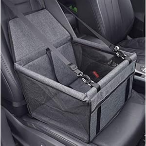 MENGQI Dog Car Seat, Waterproof Breathable Pet Car Mat, Safety Pet Car Booster Washable Frosted Oxford Cloth, Car Pet Carry Bag