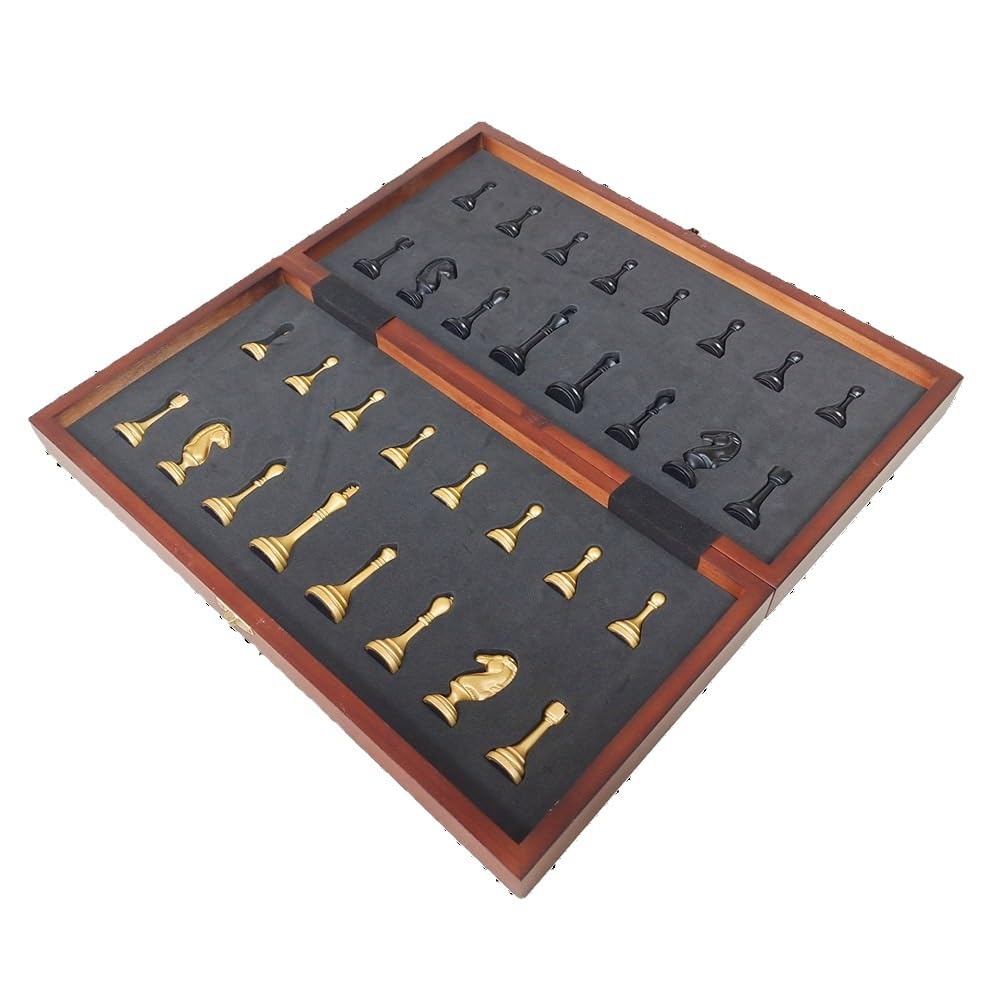 Jeu d'échecs en Bois, Planche Pliante, Compartiment à pièces échecs