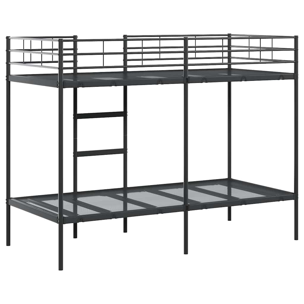 Literas Juveniles 90 x 190 con Escalera Litera Metálica 90 x 190 Litera Doble Estructura de Metal Ahorra espacio-Negro-90 x 190 cm