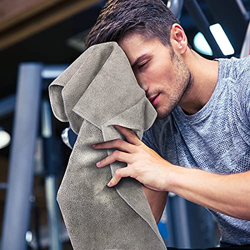 Image of Eurow Microfiber Gym Towels, Super Absorbent & Quick Drying Sweat Towels for Fitness, Sports, Yoga, Workout, Sauna, Face & Equipment, Soft & Reusable,16x27 Inches, 6-Pack, Gray