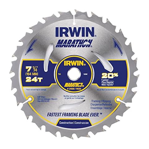IRWIN Tools MARATHON Carbide Corded Circular Saw Blade, 7 1/4-inch, 24T (24030) Cover