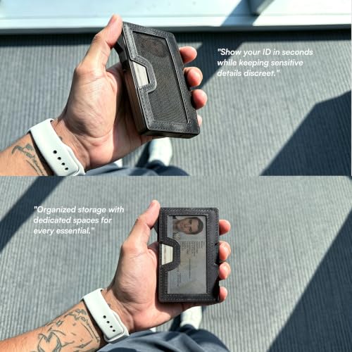 Image of Pop Up Mens Wallet, RFID NFC Blocking Wallet for Men 1.3cm Ultra Thin Space Aluminum Minimalist Credit Card Holder With Money Clip ID Window Black