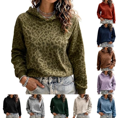 Cheetah Print Hoodie Y2K Loose Fit Fall Hoodies for Women Graphic | Maple Leaf, Ribbed Cuffs and Hem, Vintage Graphic, Drop Shoulder, Going Out, Plus Size, Fall Winter, Soft Cozy - image 1