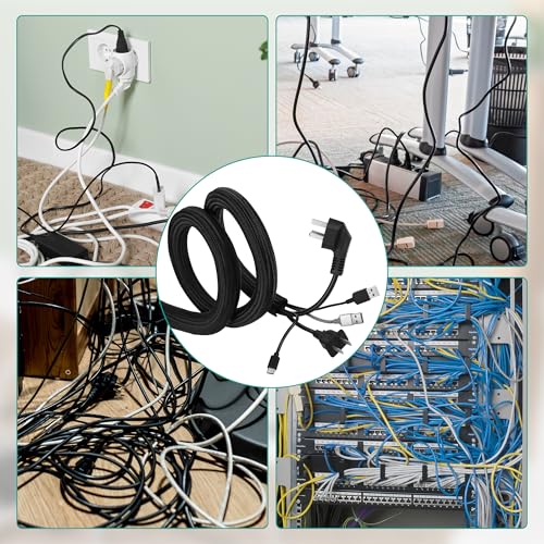 3m Kabelschlauch, ID 25MM-30 Kabelschlauch Selbstschließend, Flammhemmend Flexibler Kabelkanal, Kabel Sleeve, Verdickt Kabelmanagement Schwarz für Schreibtisch PC Kabelmanagement Kabelschutz Katze