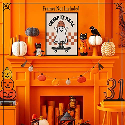 Tanxm Ghost Art Set, Halloween Art Print, Halloween Poster, Boho Halloween Print, Happy Halloween Home Sign Art Prints Halloween Decor For Outdoor Indoor Room Decor,Set Of 6 - No Frame,8"X10" #TOP3