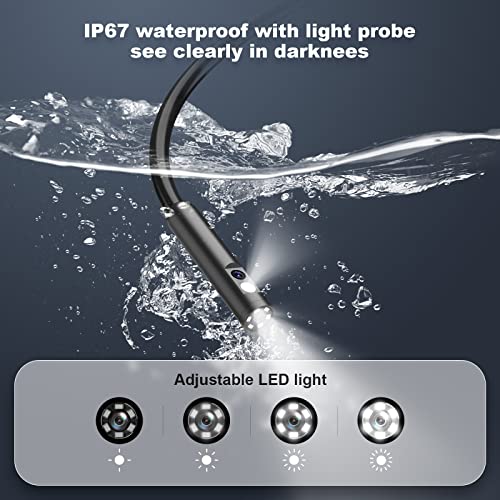 Dual Lens Borescope,Hantskop 5" Ips Screen Endoscope Inspection Camera,Ip67 Waterproof With 7 Led Lights And 32Gb Card,16.5 Ft Detachable Semi-Rigid Cable Industrial Endoscope Camera-1.5X Zoom #TOP4