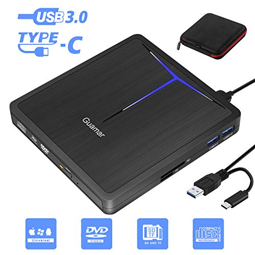 External CD DVD Drive Guamar 5 in 1 USB 3.0 USB C Portable