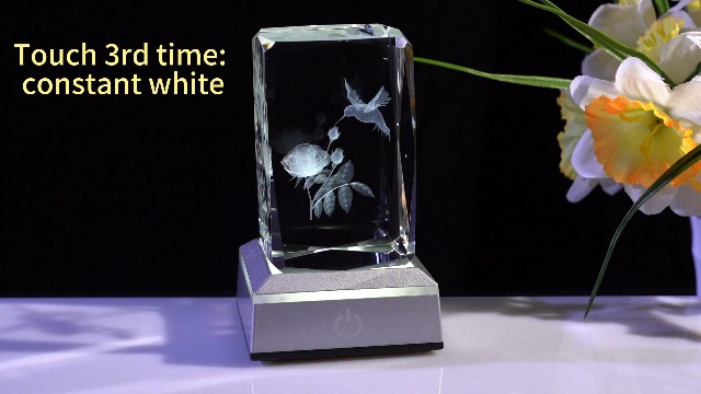 Image of Ornalrist Rose Hummingbird Gifts for Women Crystal 3D Engraved with LED Light Base, Rose and Hummingbird Figurines Rose Gifts Hummingbird Decor for Home Office
