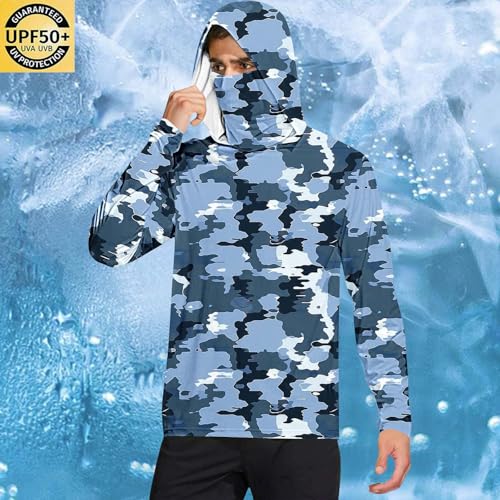 Sun Protection Shirt for Men Rash Guard Long Sleeve Print Hoodie Fishing Quick Dry Shirts with Thumb Holes and Mask2