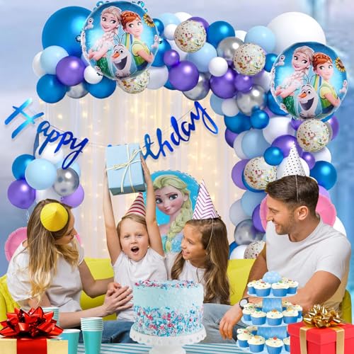 Image of Rozi Decoration Happy Birthday Decoration Frozen Theme Set of 71 Pcs Frozen Birthday Decoration Items for Girl | Elsa Theme Birthday Parties Decorations | Princess Birthday Decoration