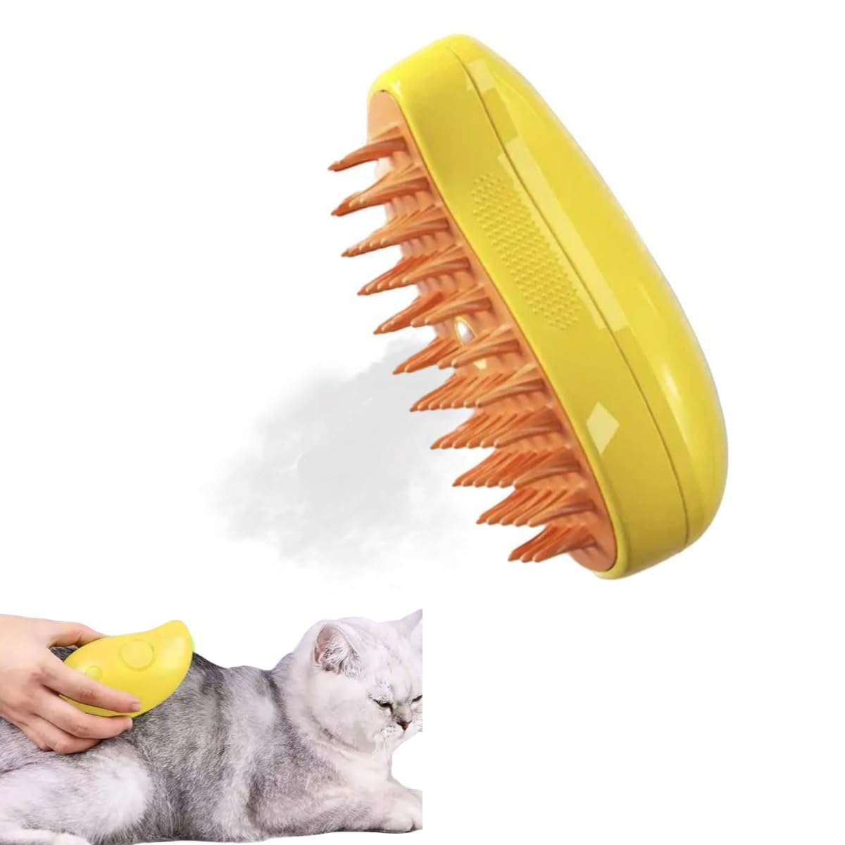 Cat Steamy Brush, 3 In1 Steamy Cat Brush, Self Cleaning Steam Cat Brush, Cat Steamer Brush for Massage, Steam Cat brush for Removing Loose Fur and Detangling Hair (B)