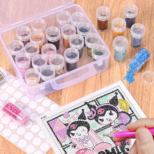 Bczhieulw 30 Grids Diamond Painting Koffer, Diamond Painting Aufbewahrungsbox, Diamond Painting Zubehör Boxen, Perlen Aufbewahrungsbox, Diamond Painting Dosen, Mit Stickers