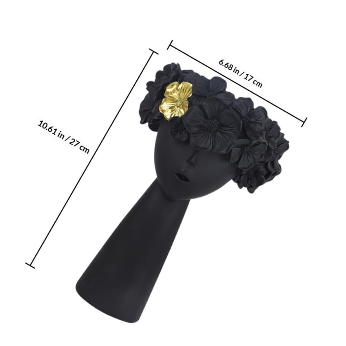 Design Statua Creativo Vaso Decorativo in Resina, Nero per Salotto | Contenitore Mobile Antiscivolo, Stile Artistico Nordico, per Studio e Soggiorno, Accessorio Incluso