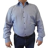 eterna Comfort Fit Hemd Langarm New Kent Kragen Muster blau Größe 47
