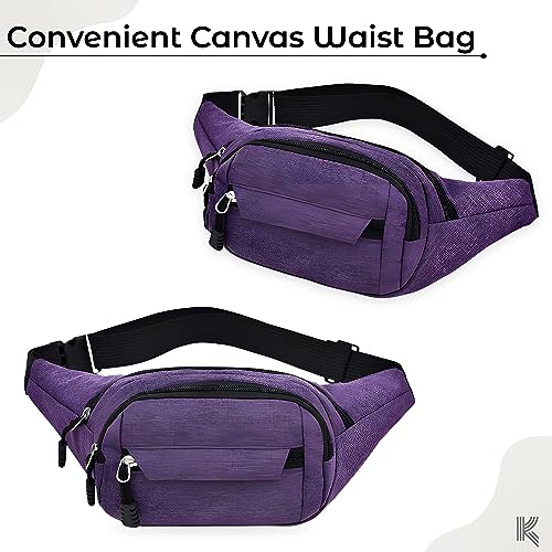 Image of Kraptick Premium Unisex Waist Bag for Men and Women - Stylish Hip Bag, Fanny Pack, Travel Money Belt (Purple)