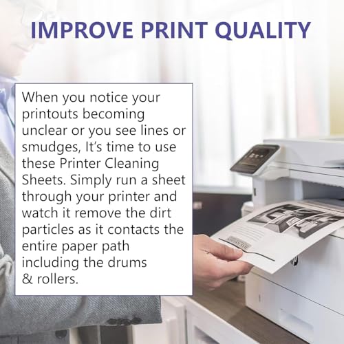 Image of Original Printer Cleaning Sheets - Reliable Solution for Cleaning Rollers & Fixing Paper Feed Issues - Compatible with Inkjet & Laser Printers (8.5 x 11 inch - 10 Pack)