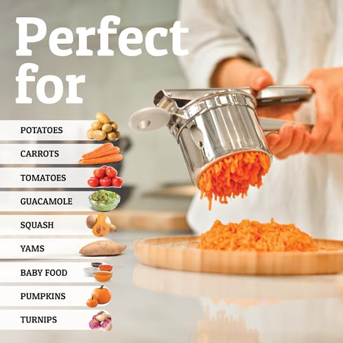 Image of PriorityChef Large 15oz Potato Ricer, Heavy Duty Stainless Steel Potato Masher and Ricer Kitchen Tool, Press and Mash Kitchen Gadget For Perfect Mashed Potatoes - Everytime, Khaki