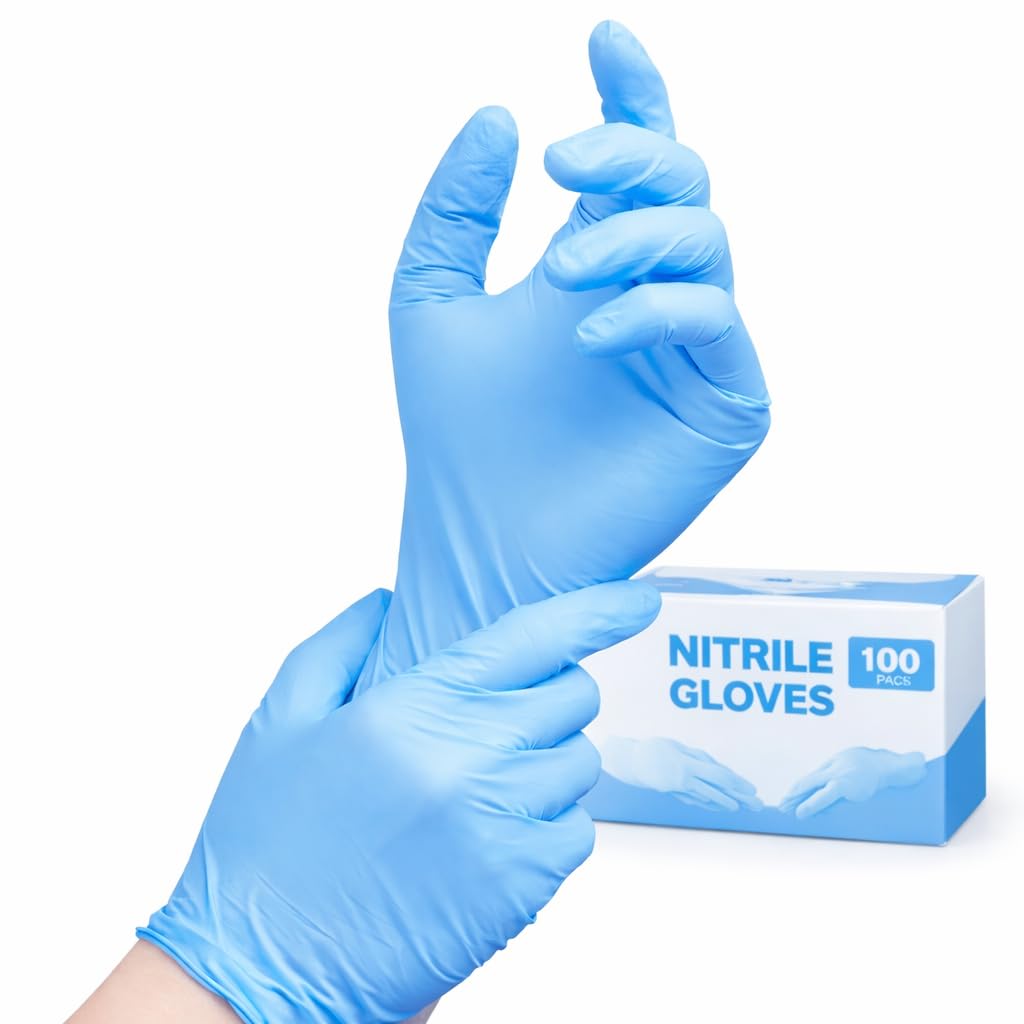 Gold Global Blue Nitrile Gloves 4 Mil, Powder-Free, Latex-Free. Disposable Blue Nitrile Gloves | 4 Mil Thickness, Rubber Free - 3