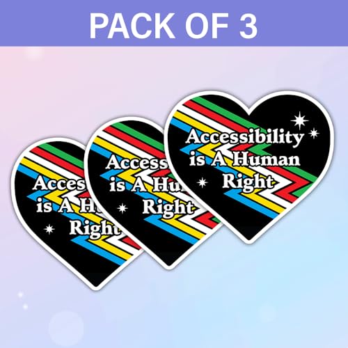 Image of SODAVA (3Pcs) Accessibility Sticker Pack, Disability Pride Vinyl Stickers, Inclusive Mental Health Advocacy Decals, Blue Heart Awareness Stickers for Laptop Water Bottle Journal, Waterproof