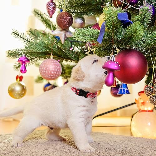 ARING PET Weihnachten Hundehalsband, Niedliche Schneeflocken Hundehalsband mit Schnellverschluss aus Kunststoffschnalle, Winter Bequemes Baumwoll Halsband für Jungen und Mädchen Hunde