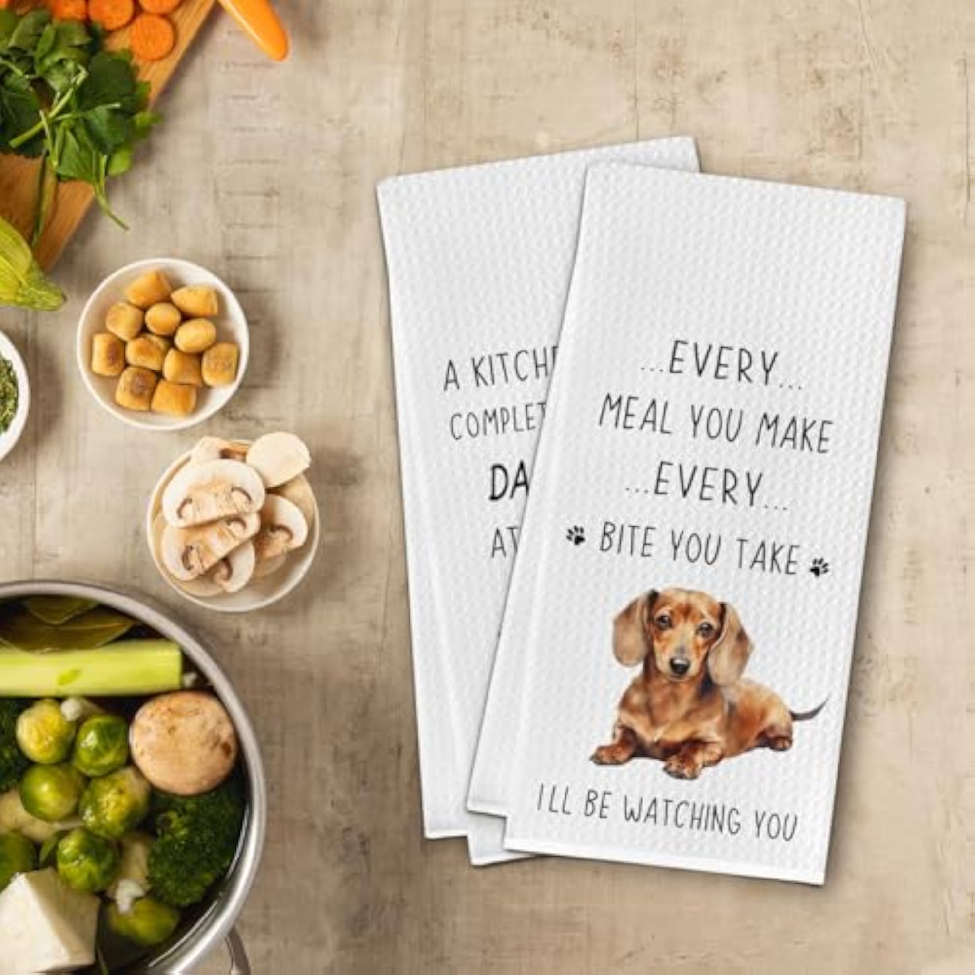 Funny Dachshund Kitchen Towels, Set of 2