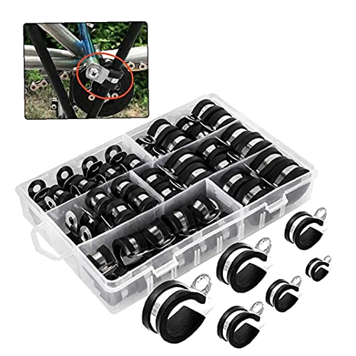 Kabelklemmen Assortiment Kit RVS Slangklem P-Clips met Rubber Kussen 52PCS - Image 6