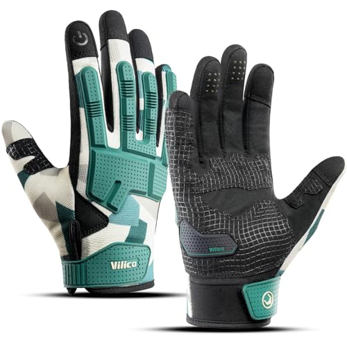 Vilico Motorrad Tactical Handschuhe für Männer Frauen Touchscreen, Dämpfung Palm Pads für MTB Mountainbike, Rennradm, Fahrrad, Klettern