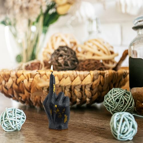 6sisc Small Middle Finger Scented Candle Black with Gold Foil Danish Pastel Room Aesthetic Decor Pine Aromatherapy Candles Natural Soy Wax Hand Gesture Fragrance Candle for Home Bedroom Decorations - Image 6